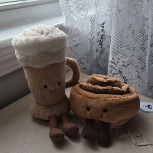 Jellycat Plush Coffee Cup and Cinnamon Roll - Cream and Brown